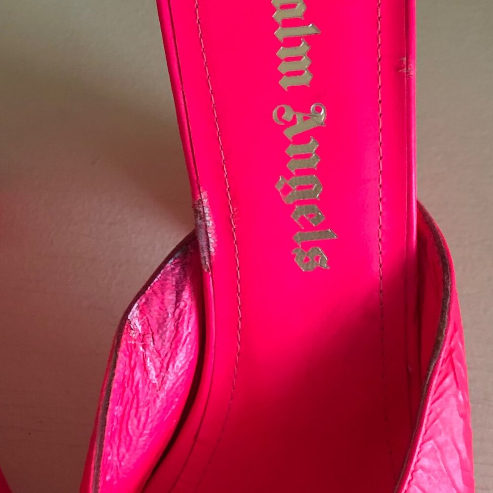 Women's Palm Angels Mule FUCHSIA Neon Pink Palm Tree Heel Size 37 / 6.5 - Picture 10 of 12
